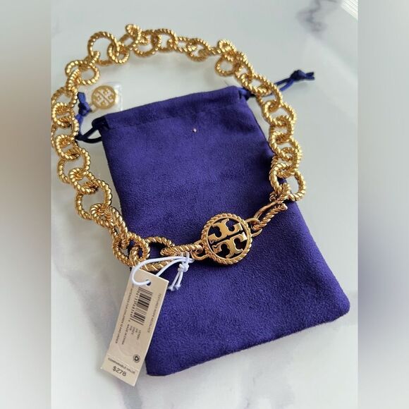 Tory Burch Textured Rope Necklace, Gold, Style 137691, RETAIL $278 - Picture 2 of 9